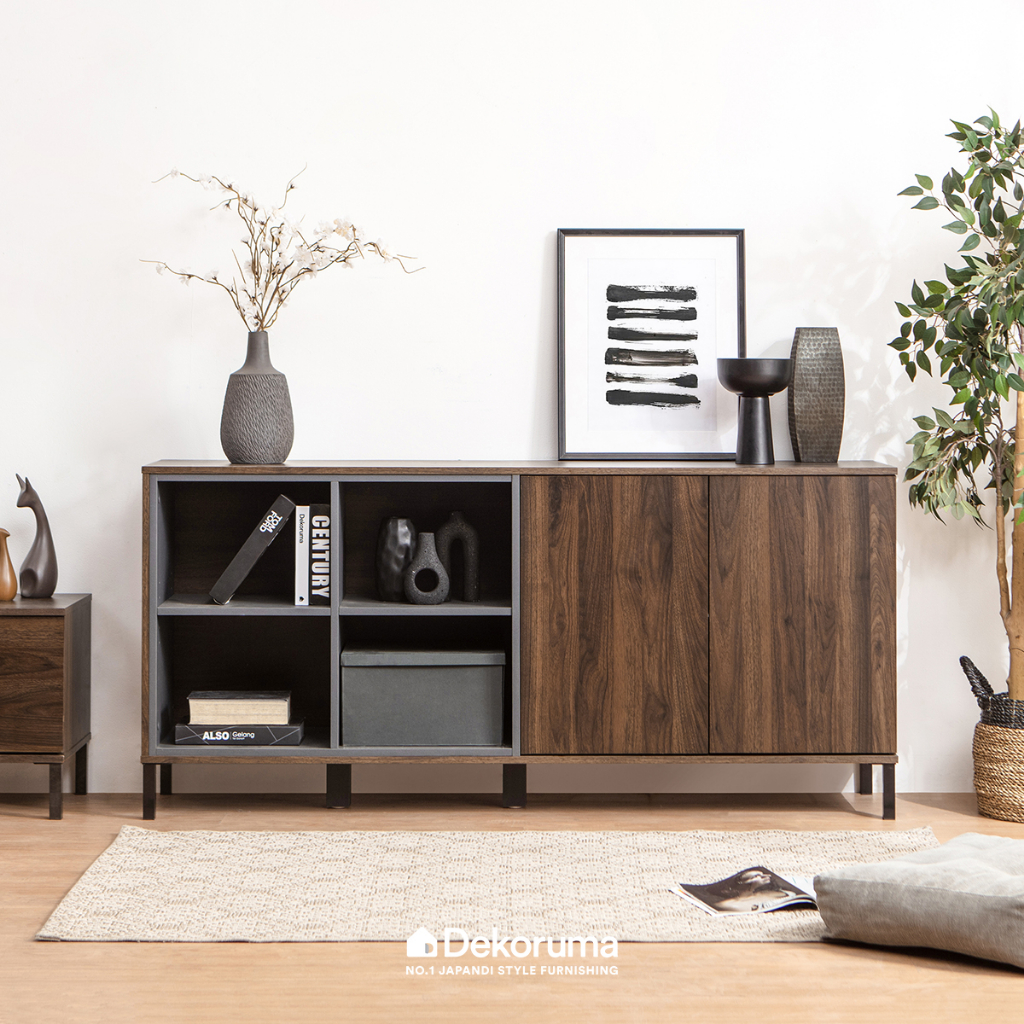 Dekoruma SENO Credenza Walnut / Lemari Kabinet Japandi Modern
