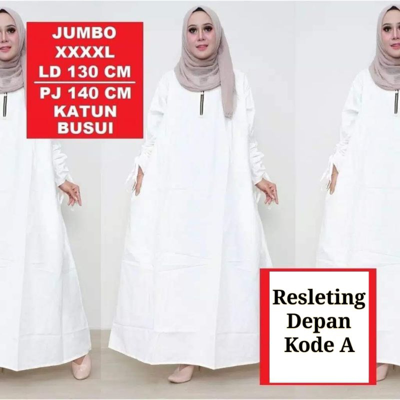 KALTIM Gamis Katun Super Jumbo Putih Polos