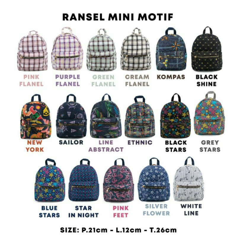 TAS RANSEL MINI WANITA TAS RANSEL MOTIF WANITA TAS RANSEL MINI NYLON KANVAS BEST SELLER TERBARU BISA