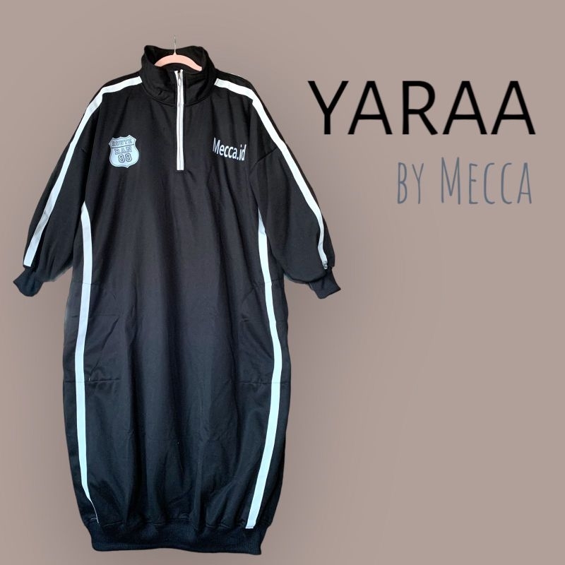 yaraa long tunik warna hitam list putih