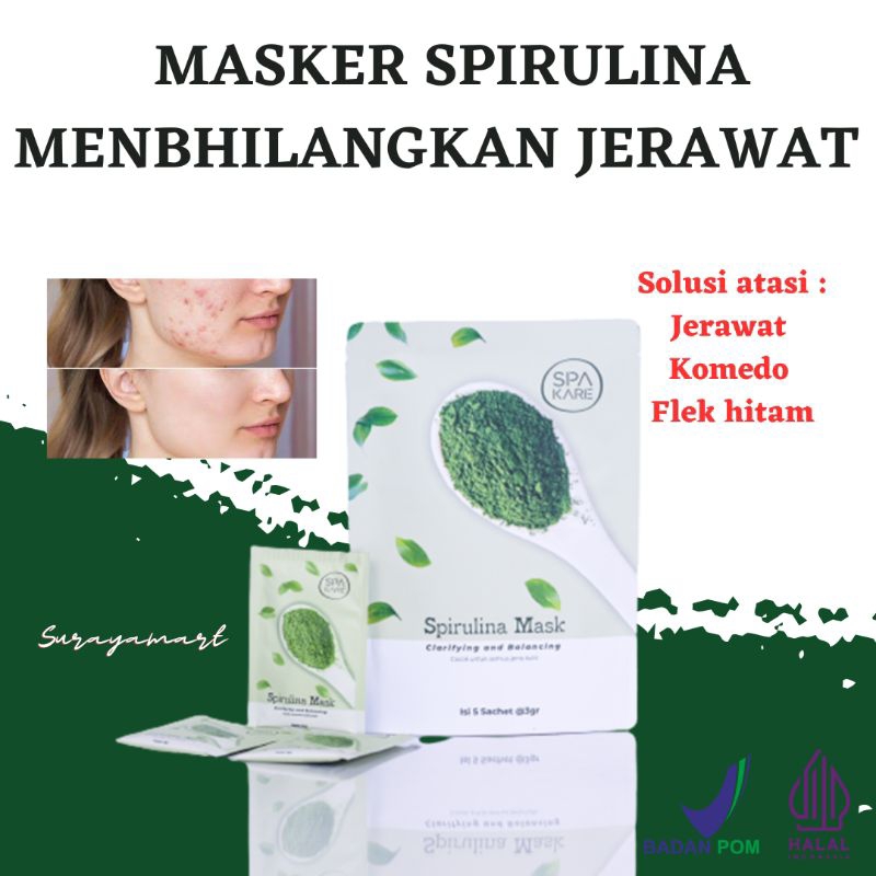 [ BISA COD ] MASKER WAJAH SPAKARE SPIRULINA MASK TIENS WAJAH MATA PANDA JERAWAT ORGANIK ORIGINAL ORI