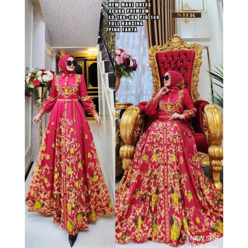 agen_shr_Ready gamis scuba motif bunga ORI shr