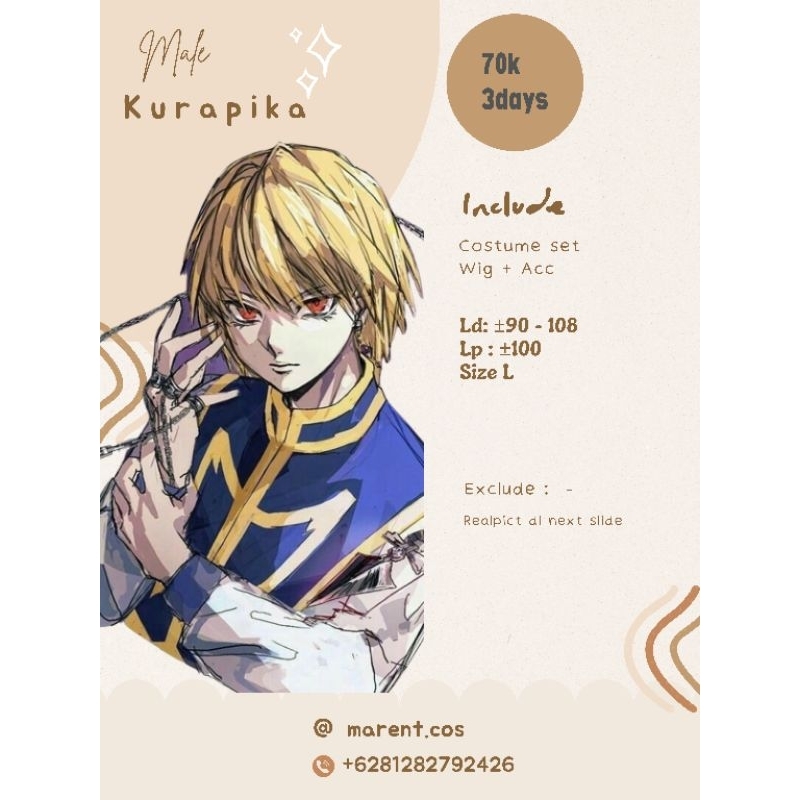rental costum cosplay Kurapika