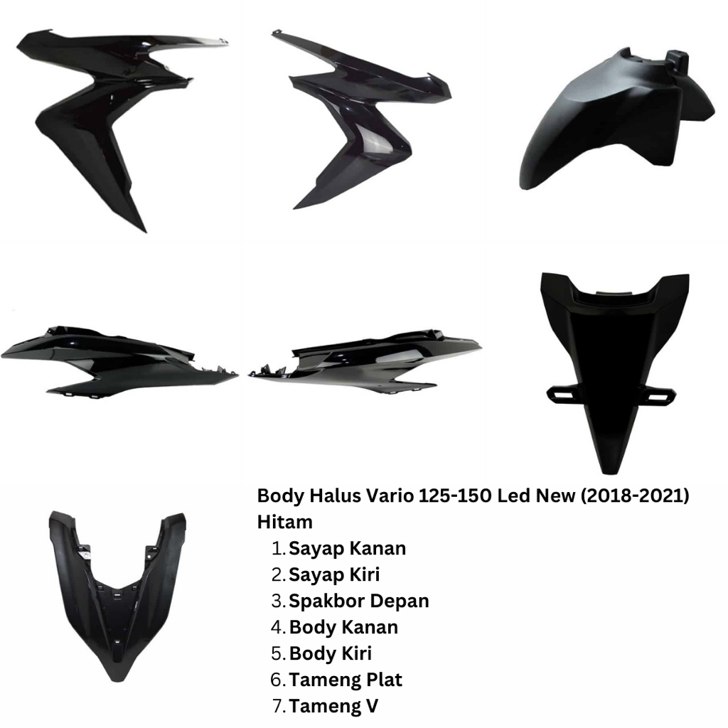 Full Set Body Halus Hitam Metalik Vario 125 150 Led New Gen 1 2018-2021 Ori Honda AHM