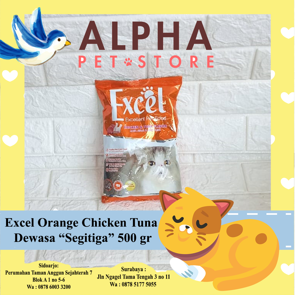 Makanan Kucing Excel Orange Cat Chicken Tuna Dewasa Segitiga