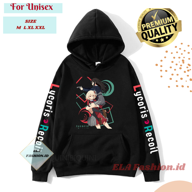 Lycoris Recoil Gaya Jepang Hoodie Chisato dan Takina Manga Kartun Pullover Moletom