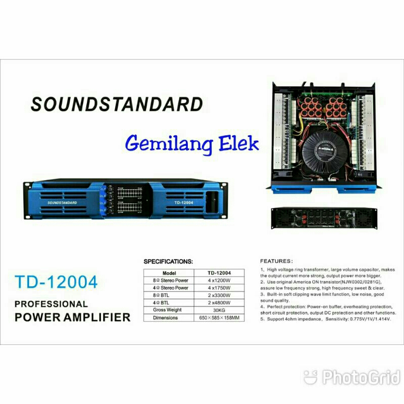 POWER SOUNDSTANDARD TD12004 ( 4 CHANNEL)  TD 12004
