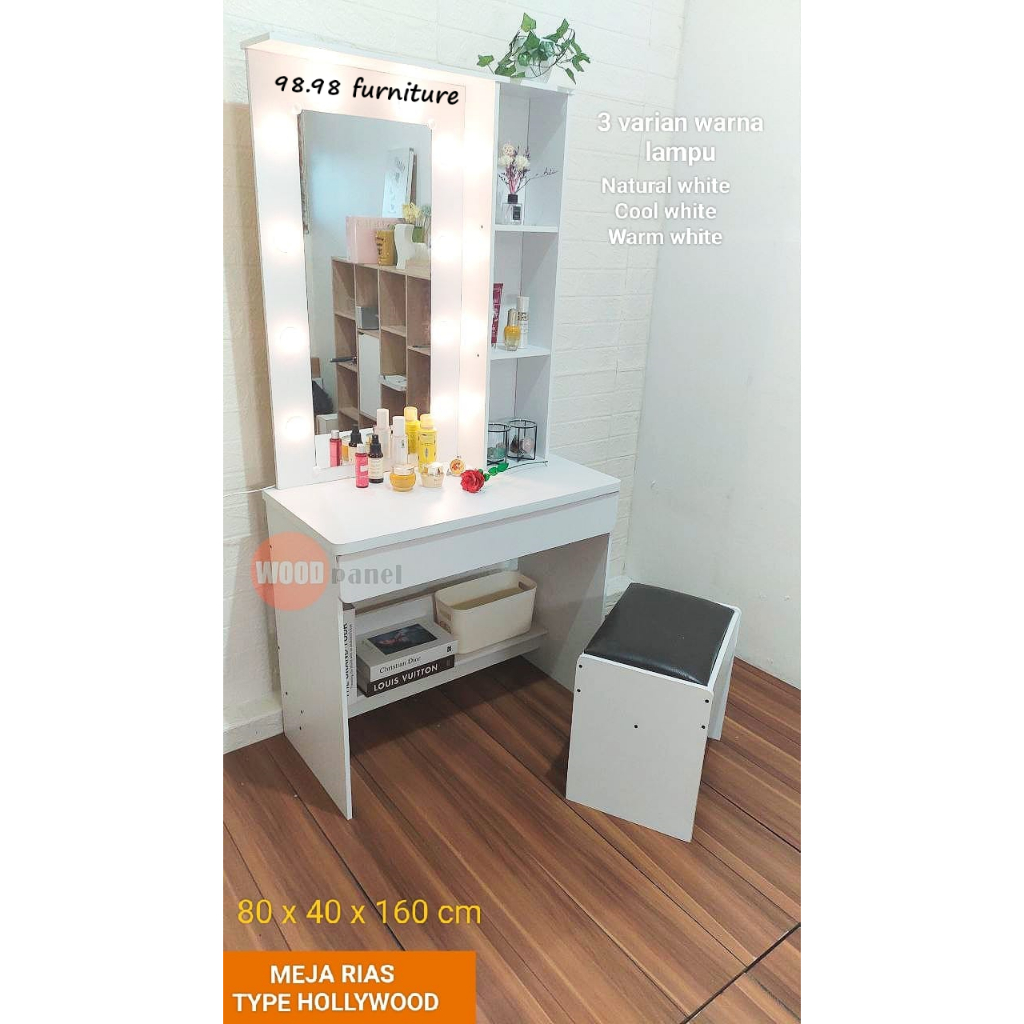 Meja Rias Lampu LED Holywood | Meja Rias Minimalis | Meja Rias | Meja Rias Make Up