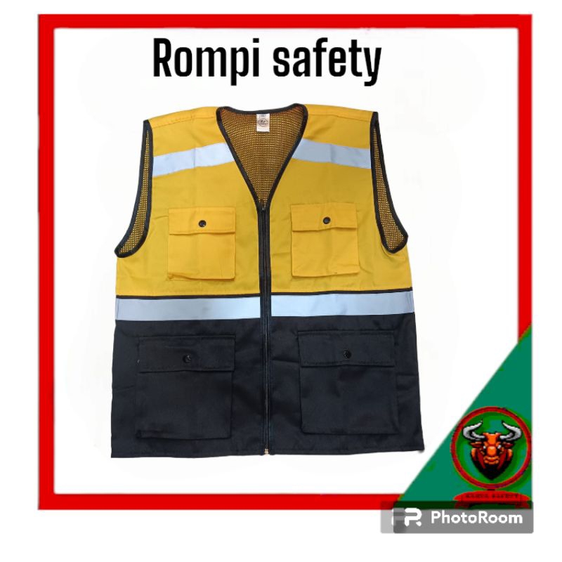 Rompi Safety/ Rompi Bahan drill Kombinasi/Rompi kombinasi kuning Hitam
