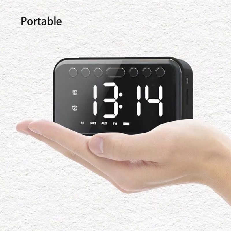 Speaker Bluetooth Alarm Clock Miror A5 Speaker Jam Alarm Clock Portable