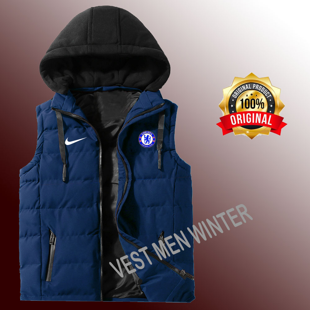 Jaket rompi pria kupluk outdoor TERBARU Rompi Kupluk Keren Parasut dan Bahan katun / logo chelsea / 