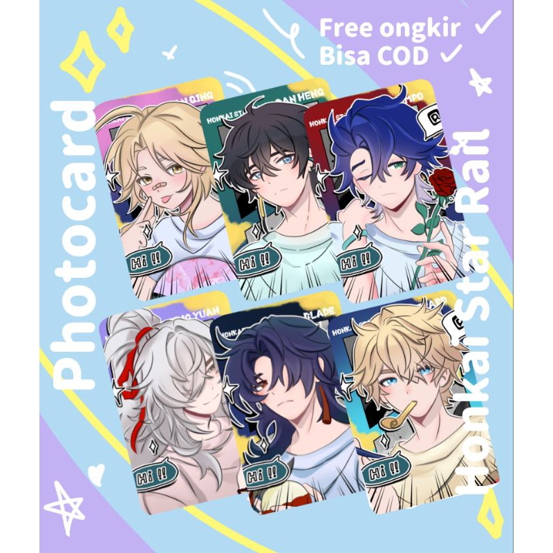 Photocard honkai star rail art prints hsr glitter danheng gepard sampo yanqing jingyuan blade