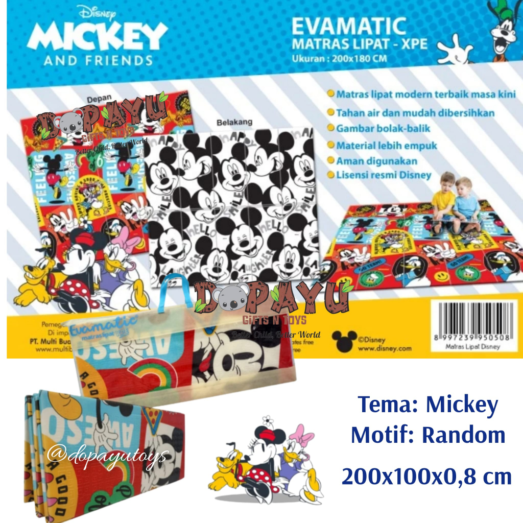 Playmat XPE Evamatic Disney Mickey Mouse  Matras Lipat Miki 2 sisi