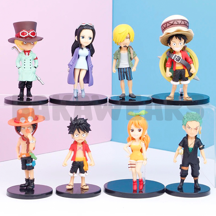 Action Figure One Piece: Mini Version - Luffy, Ace, Sabo, Zoro, Sanji, Robin, Nami (Bakawears)