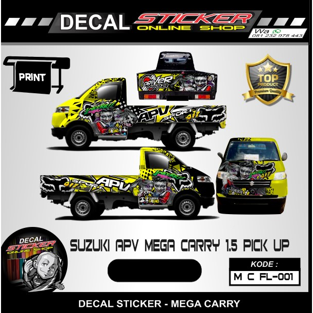 STIKER MOBIL PICKUP APV MEGA CARRY PINTU BELAKANG FULL DECAL PRINT VARIASI TERBARU