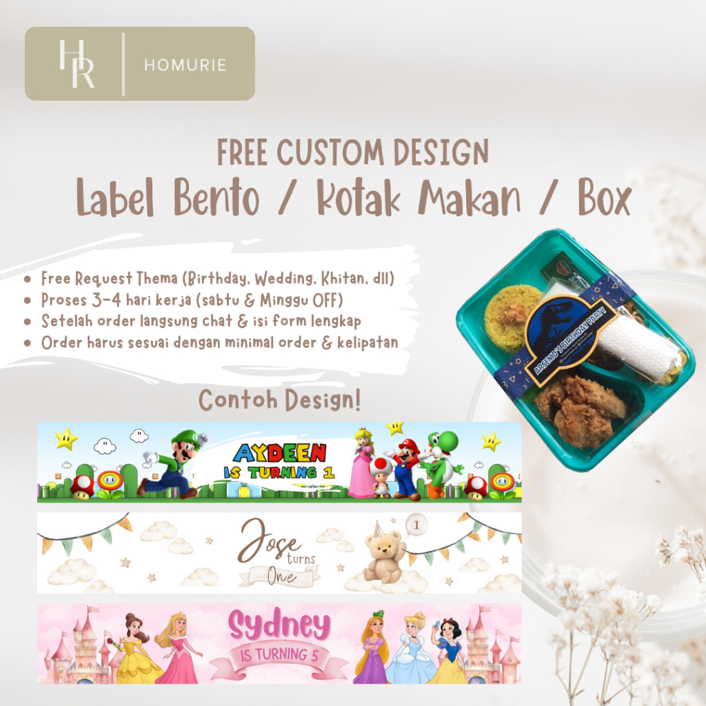 Custom Paper Belt Bento / Custom Paper Box / Custom Paper Belt Kotak / Label Nasi Kotak / Label Box 