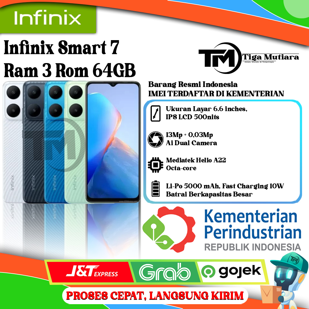 Infinix Smart 7 Ram 3GB | 4GB Rom 64GB