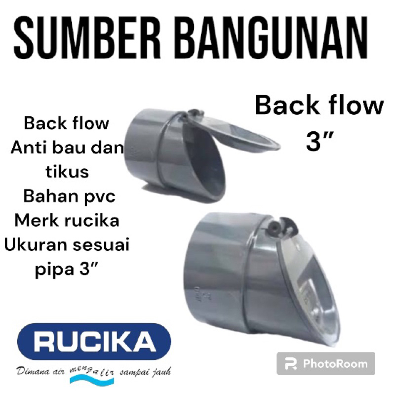 Backflow Valve 3" inch PVC Rucika