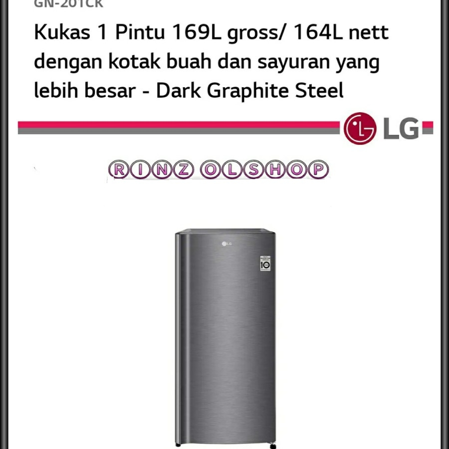 LG GN-201CK Kulkas 1 Pintu - dengan Low Voltage Stability 164L
