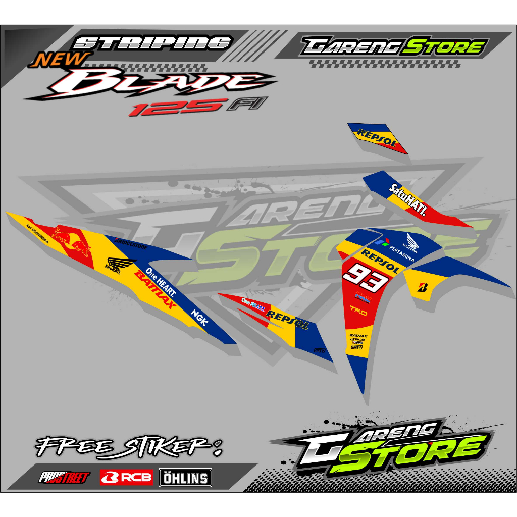 STRIPING VARIASI BLADE 125 FI REPSOL / STICKER LIST VARIASI MOTOR HONDA BLADE