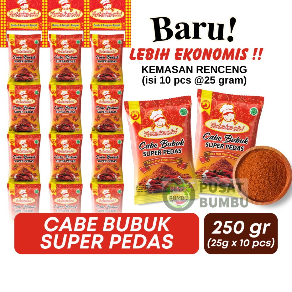 

[RENTENG] Cabe Bubuk Super Pedas uk 25gr (isi 10 pcs)