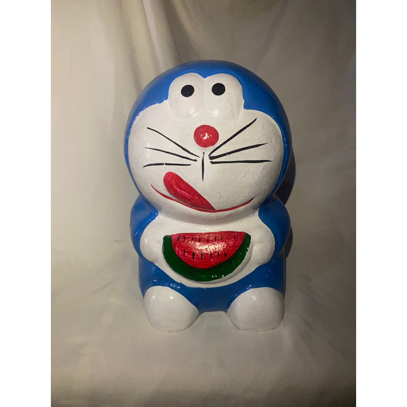 celengan Doraemon semangka tanah liat