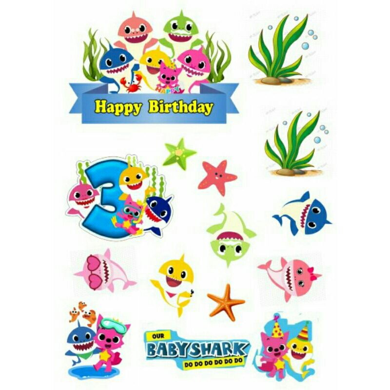 BABY SHARK/ Topper BABY SHARK Custom Nama/Hiasan Cake Baby Shark