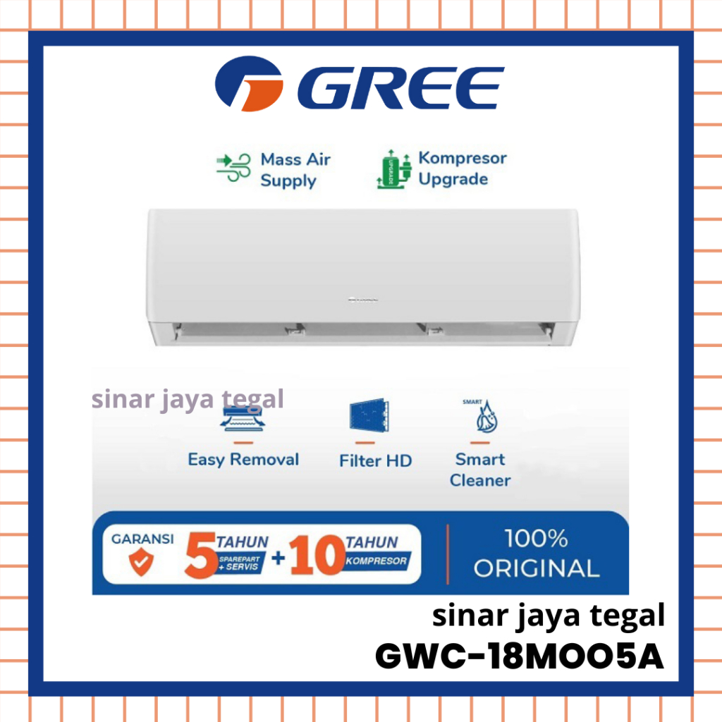 AC SPLIT GREE 2 PK GWC-18MOO5A STANDAR (HANYA UNIT)