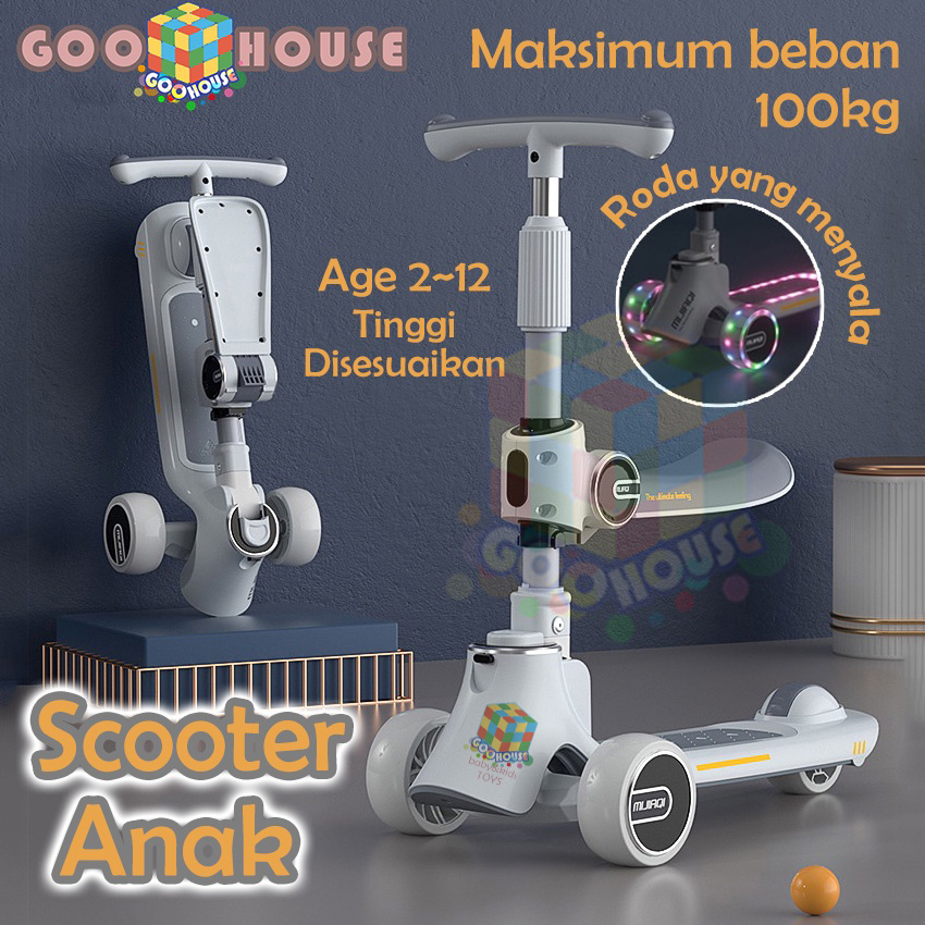 Skuter Anak 3 in 1 skuter anak perempuan skuter lipat Scooter Anak Musik skuter anak Kids Scooter