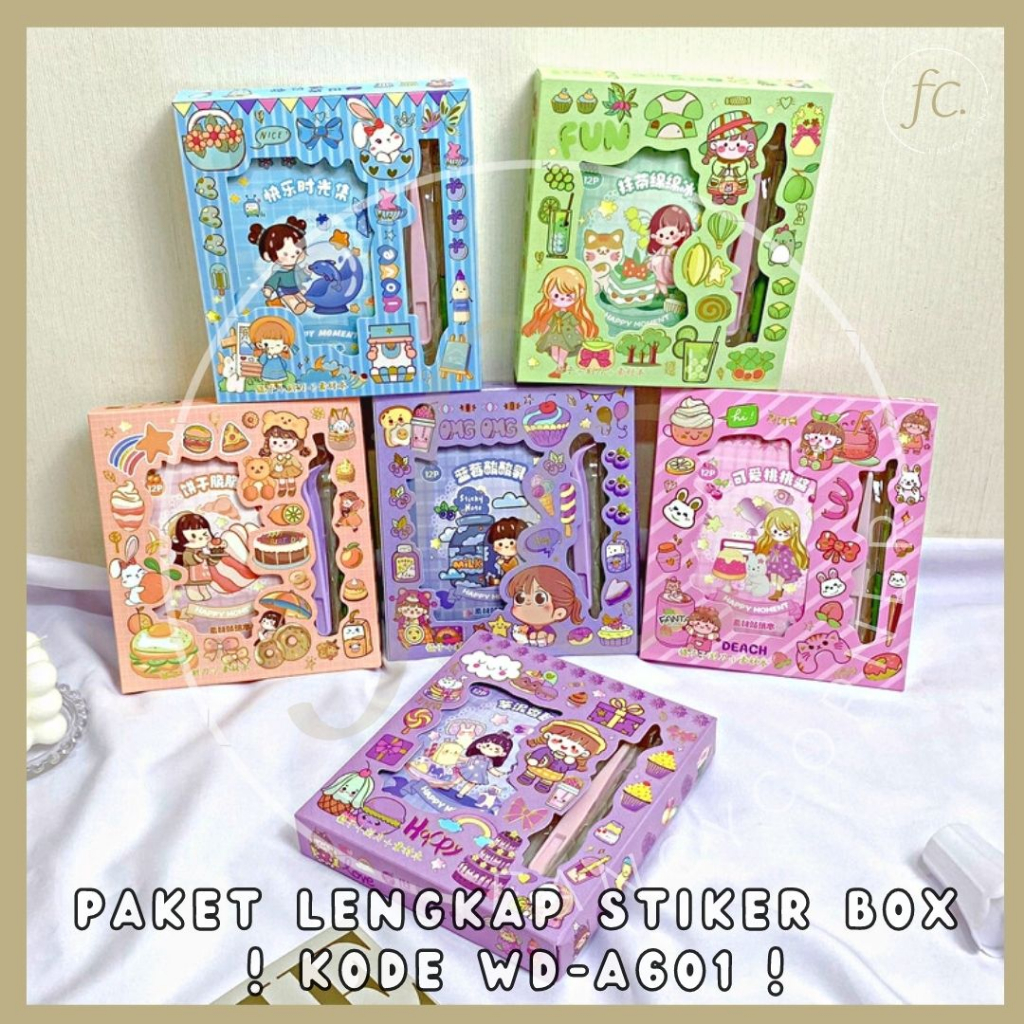 

3 in 1 Pack Mini Deco Sticker Box + Pisau Cutter Cetek Mekanik + Pinset Penjepit Stiker Momo WD-A601 Happy Moment Set Waterproof Pastel Jurnal Scrapbook Diary Estetik Decoration Accessories Hampers Bingkisan Anak