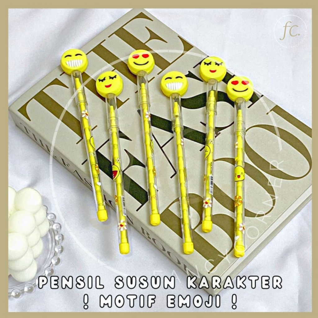 

Pensil Susun Sambung / Stackable Pencil Peluru / Pelor Peluru Motif Karakter Bulat Smile Love Emoticon Emoji Smiley Face Cute Alat Tulis Anak Sekolah Harga Grosir Ready COD