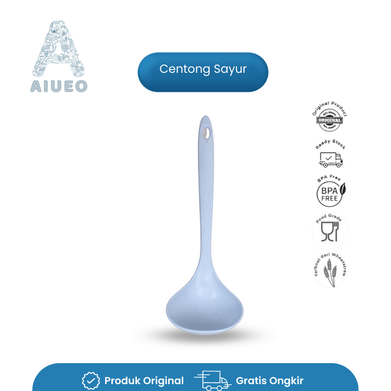 AIUEO Centong Sendok Besar Gagang Panjang Kuah Sayur Bahan WheatStraw | Sendok Sayur Sendok Es Buah