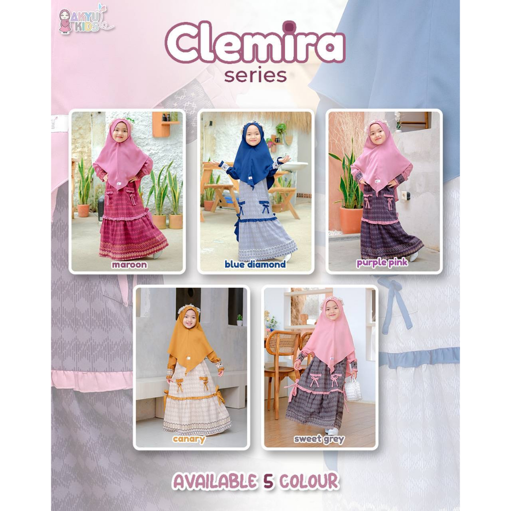 akyu Clemira Series kids | Baju Gamis Anak Perempuan  1-12 tahun Baju Muslim Anak Gamis Terbaru 2023