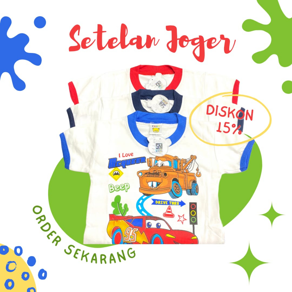 EXCELLENT KIDSWEAR 6 Pcs Set Joger Bayi dan Anak Warna Merah Biru Navy/Setelan Bayi/Setelan Anak/Baj