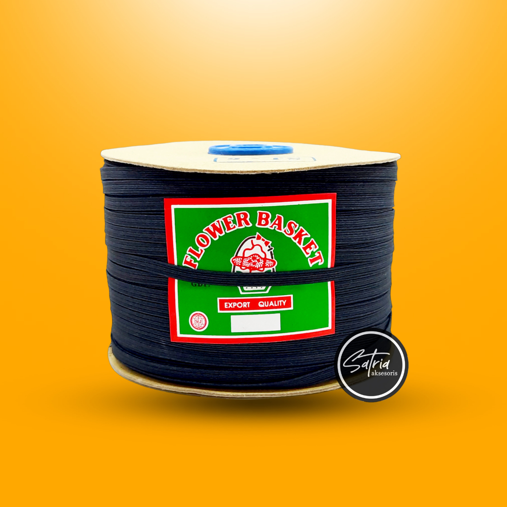 Tali Karet Elastic Flower Basket Hitam SJ6 6mm / Tali Karet Kolor