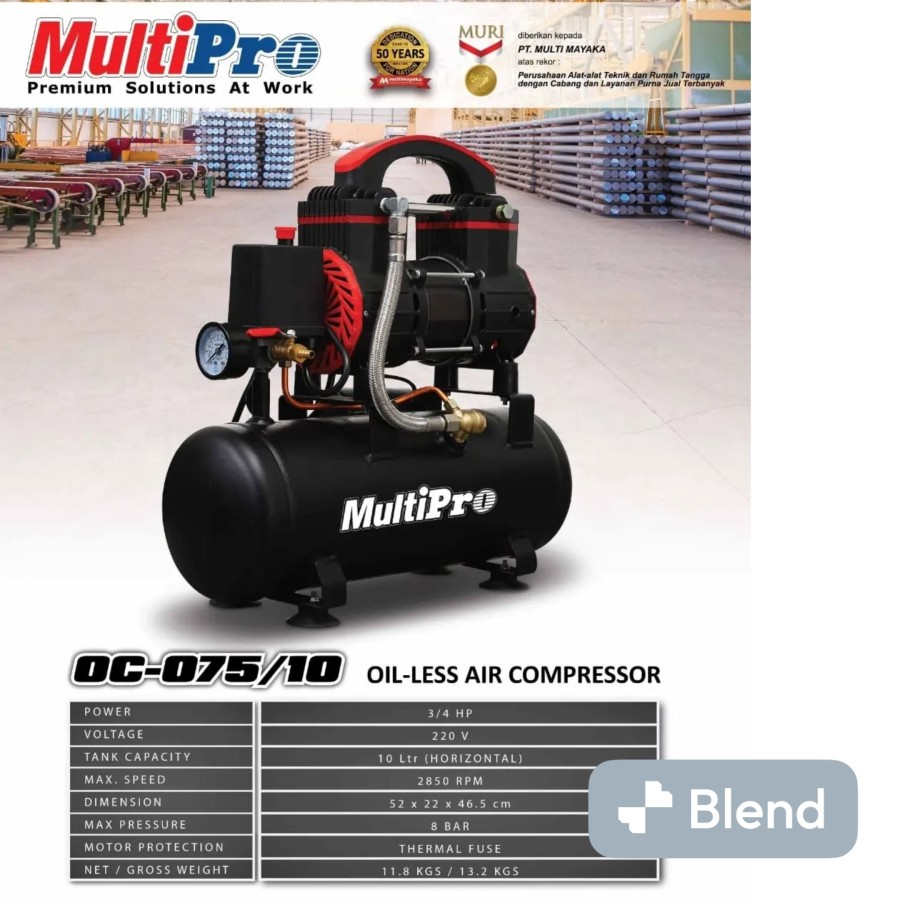 Kompresor Multipro OC-075/10 Oil-Less Air Compressor OC-075/10