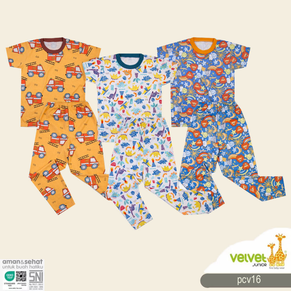 VELVET JUNIOR PIYAMA DREAMWEAR BOY ROCK STAR SERIES ATASAN PENDEK OBLONG CELANA PANJANG VELVET BOY R