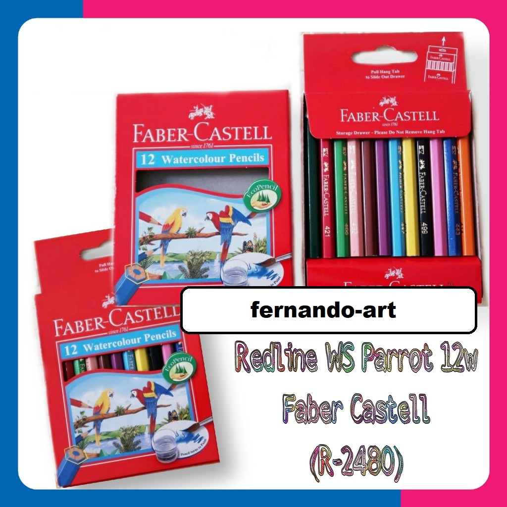 

1 SET (12 WARNA) REDLINE WS PARROT 12S FABER CASTELL / 12 PENSIL WARNA WATERCOLOR PENDEK FABER CASTELL