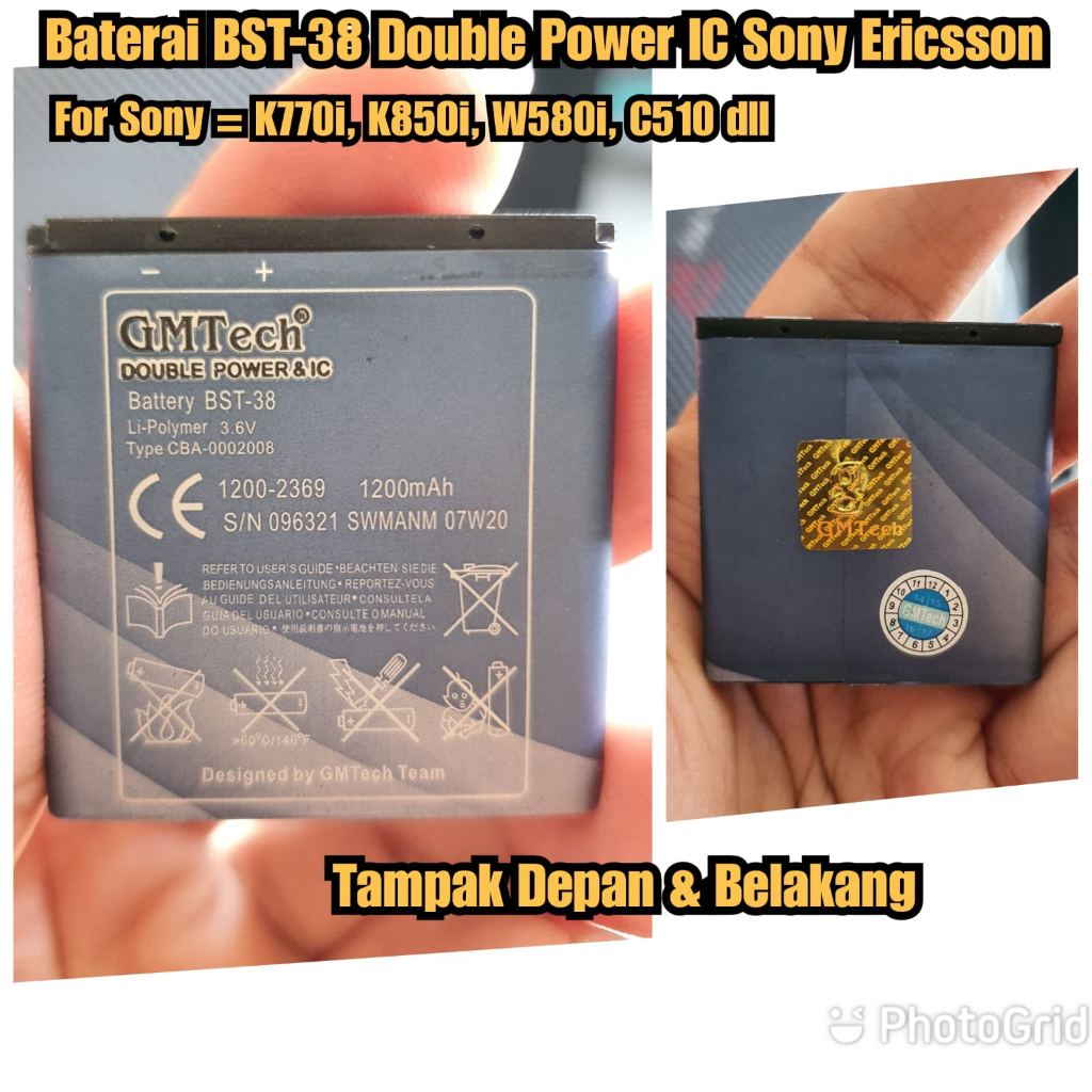 Baterai Sony Ericsson K770i k850i w580i c510 Batre Sony K770i dll Baterai BST38 Double Power IC