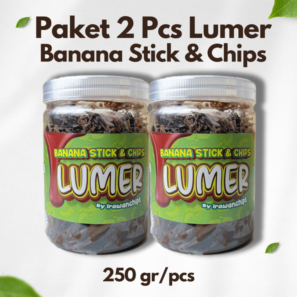 

2 Pcs Keripik Pisang Kepok & Banana Stick Coklat Lumer Irawanchips 250 gr Toples