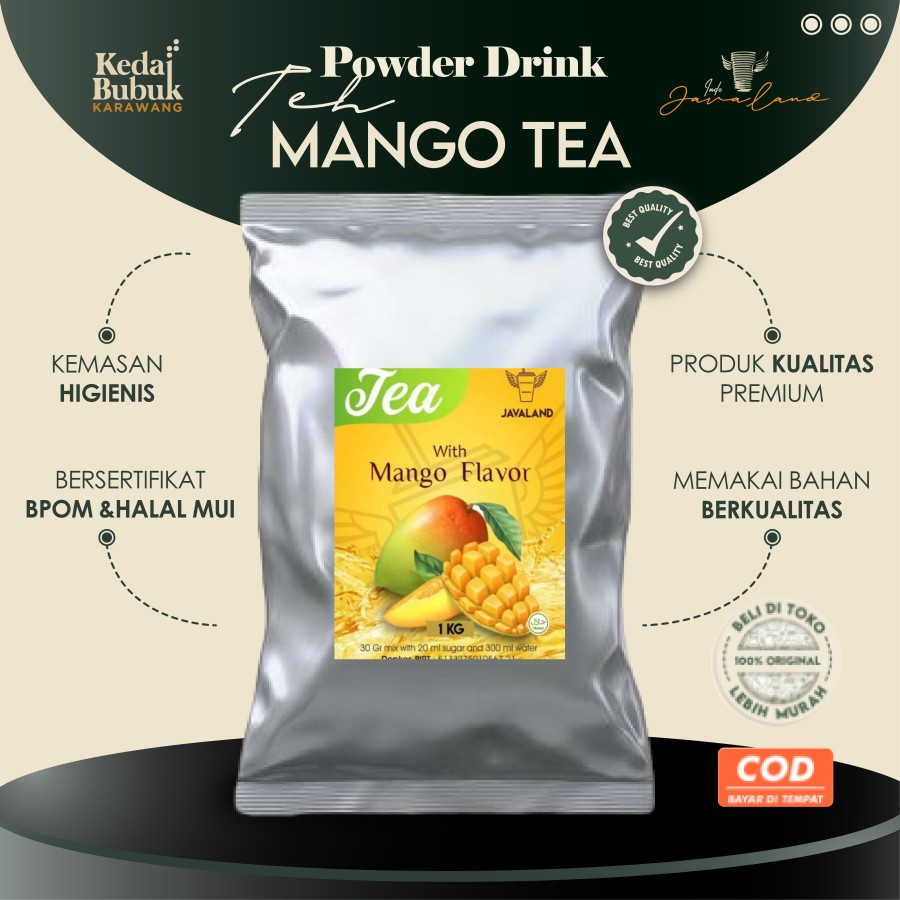 

Javaland Bubuk Minuman Rasa Mango Tea / Teh Mangga 1Kg - Regular Plain | Es Teh | Bubble Powder Drink Boba