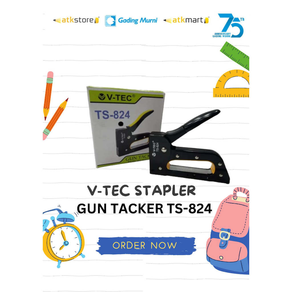 

V-TEC Staple Gun / Staples Tembak Gun Tacker Stapler Staples Perekat Powerfull - TS-824