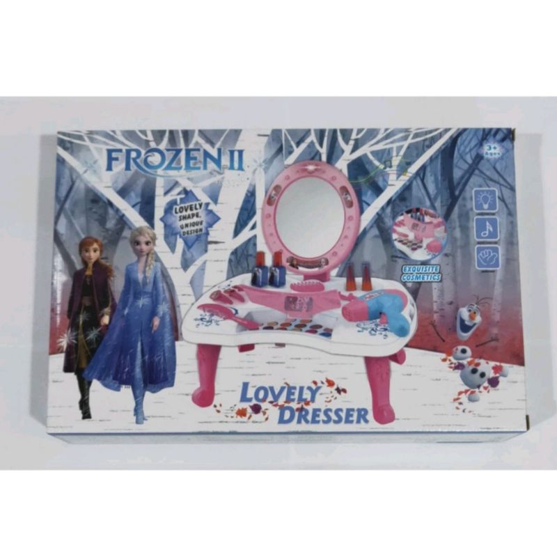 Mainan dandan koper lipat dresser Table Toys / Meja rias make up Frozen