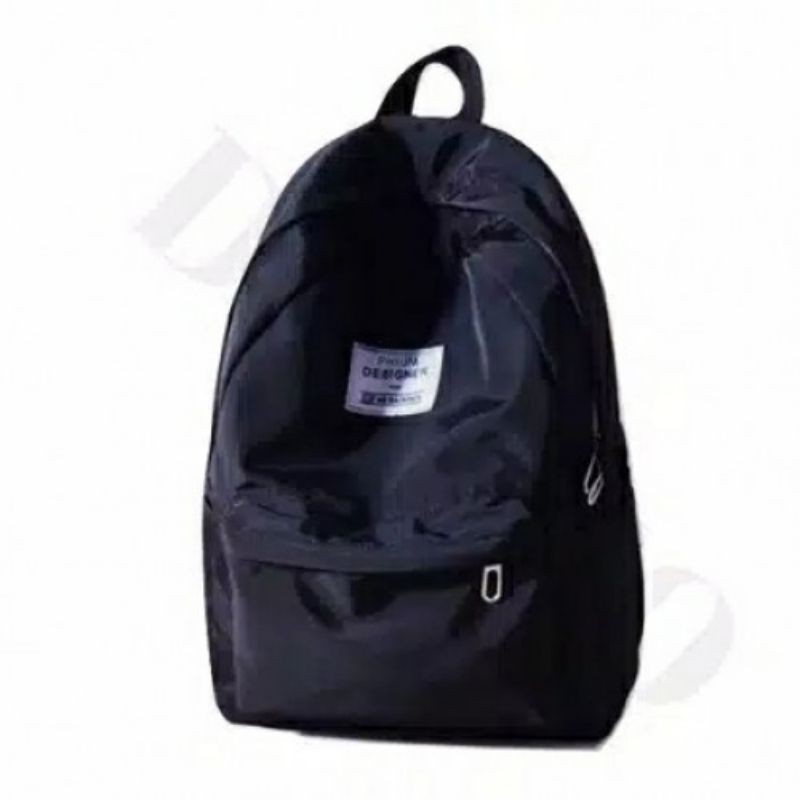 RANSEL POLOS HITAM BLACK TAS SEKOLAH KERJA KULIAH PRIA WANITA CEWEK COWOK KADO HADIAH BERKUALITAS TE