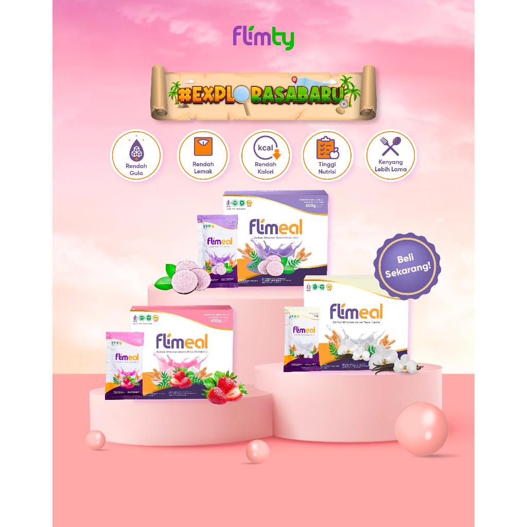 

Flimeal Meal Replacement by Flimty sereal diet sehat isi 12 sachet BPOM HALAL