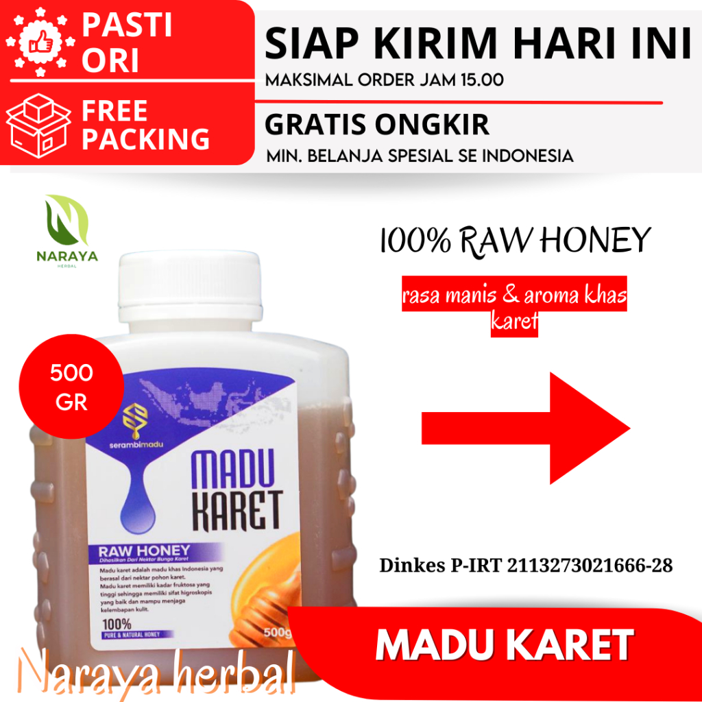 

Madu Karet Murni 100% ASli Tanpa Campuran Madu Mentah Tanpa Proses 500 gram 1kg
