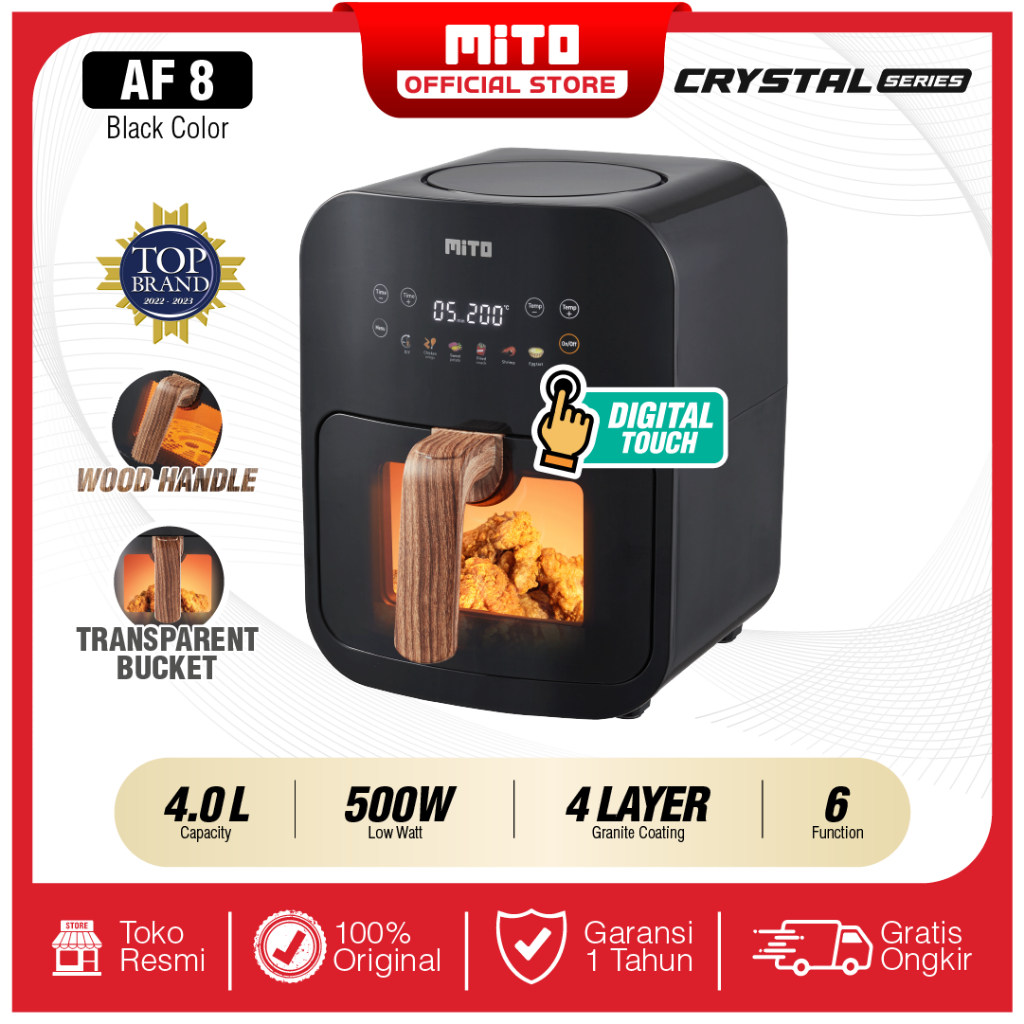 Mito AF8 Crystal Series Air Fryer - Penggorengan Tanpa Minyak