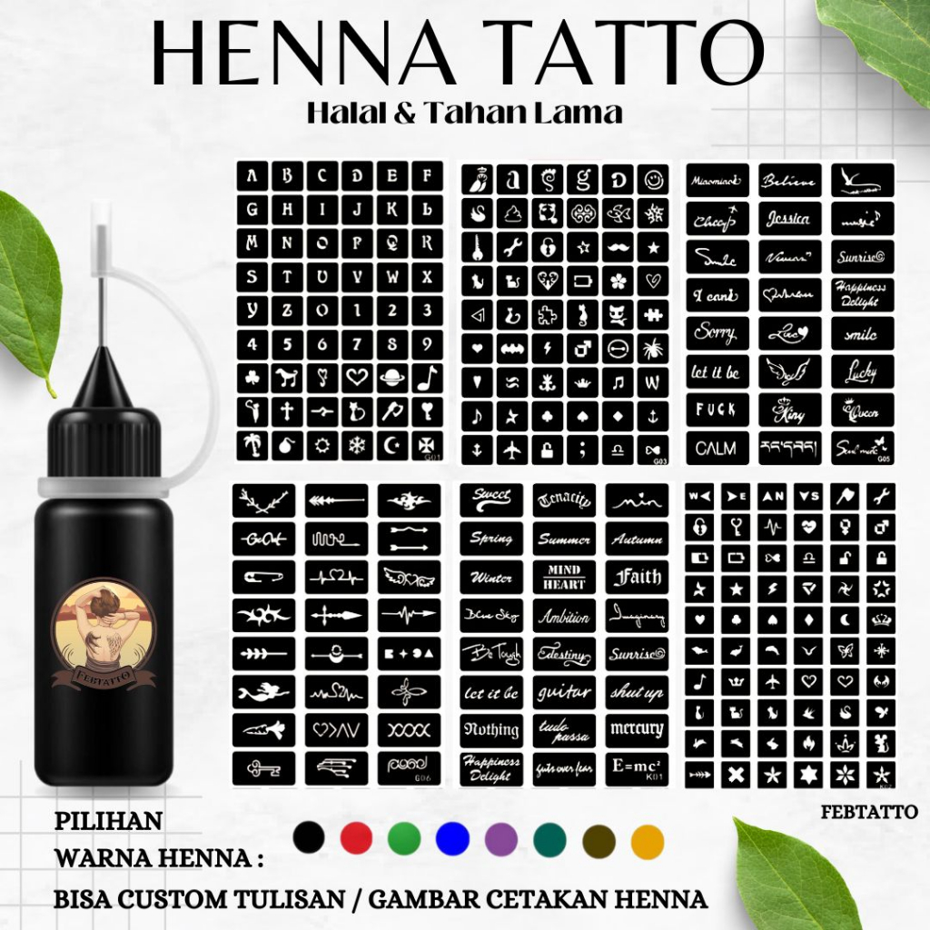 Henna Tato Halal Tahan Lama Bisa Custom Hena Kit 10ml HEN XX01 -  XX06