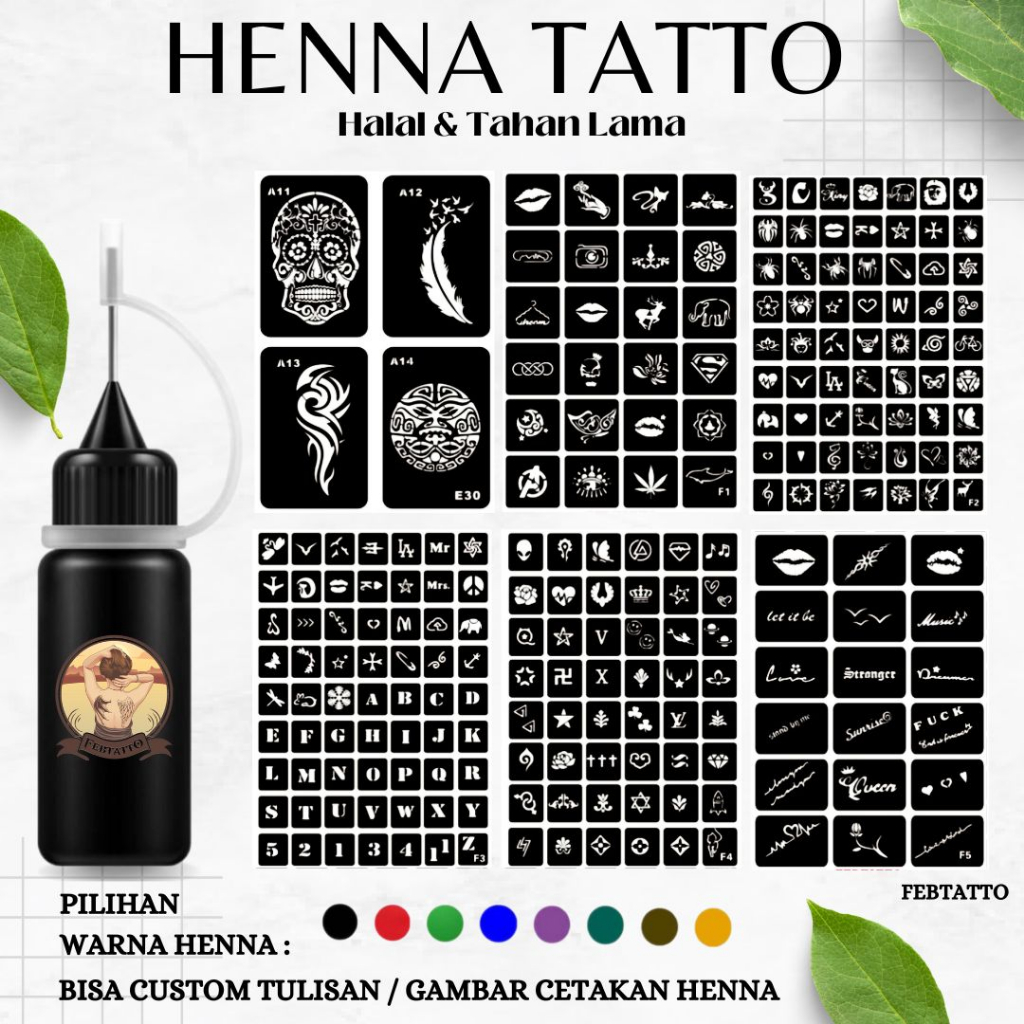 Henna Tato Halal Tahan Lama Bisa Custom Hena Kit 10ml HEN XX01 -  XX06