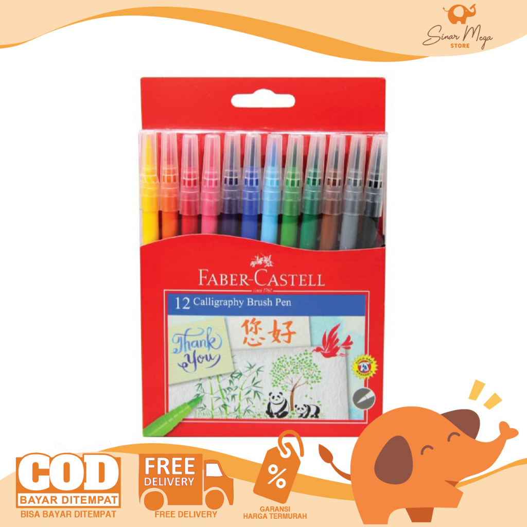 

Faber Castell Calligraphy Brush Pen Set 12 / Pulpen Kuas Warna 1 Set